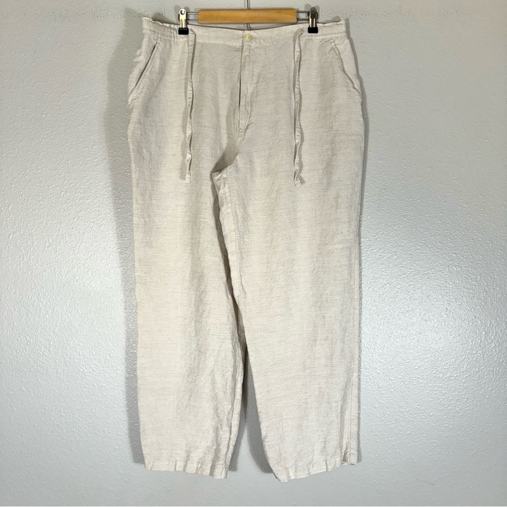 Alfani Linen Blend Pants Beige Drawstring